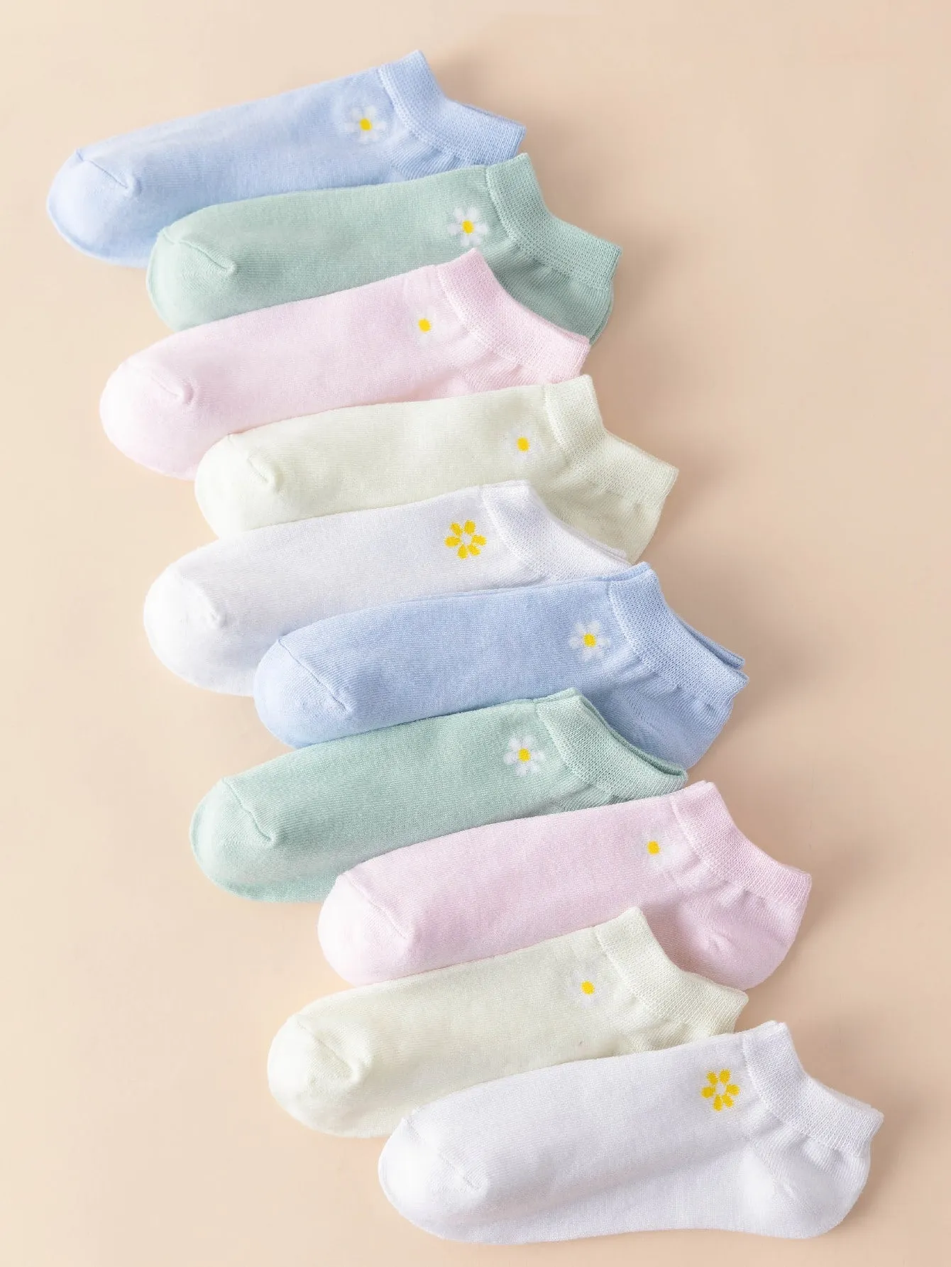 10pairs Floral Pattern Ankle Socks SD