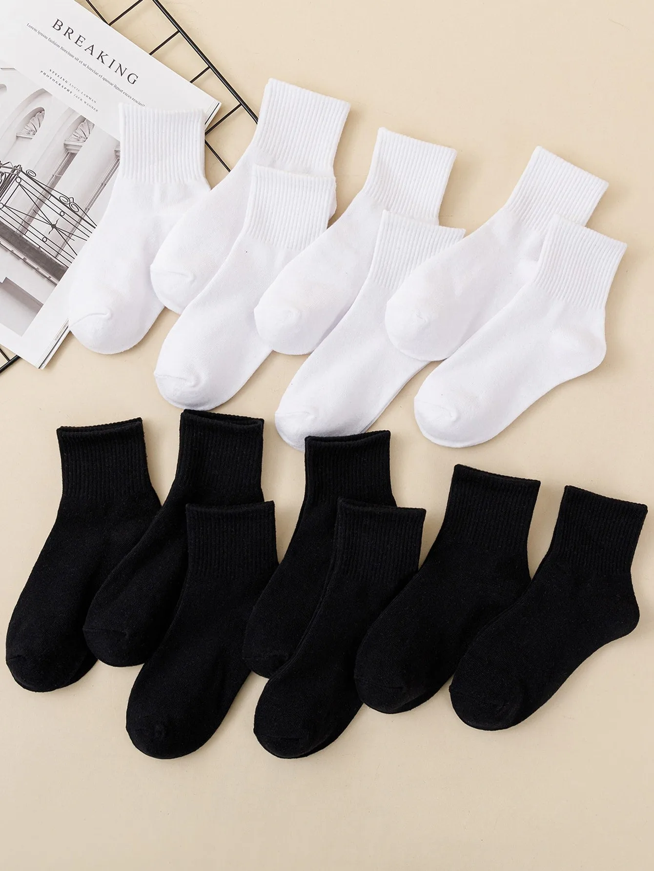 14pairs Solid Ankle Socks