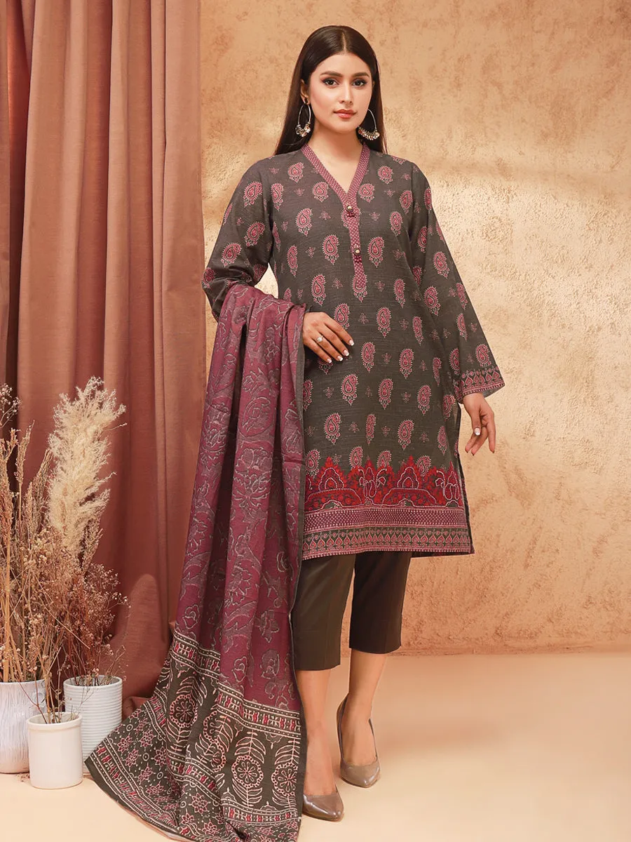 ACE Galleria Digital Embroidered Unstitched 2pc Khaddar Suit ACE 12174