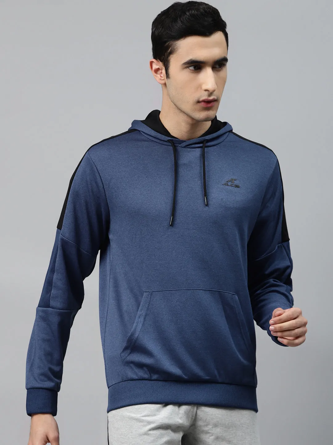 Alcis Men Blue Solid Hooded Training Sweatshirt