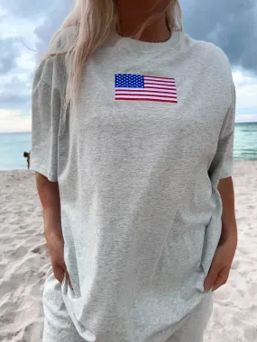 American Flag Embroider Tee