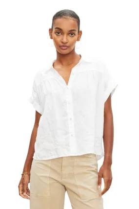 Aria Linen Blouse - White