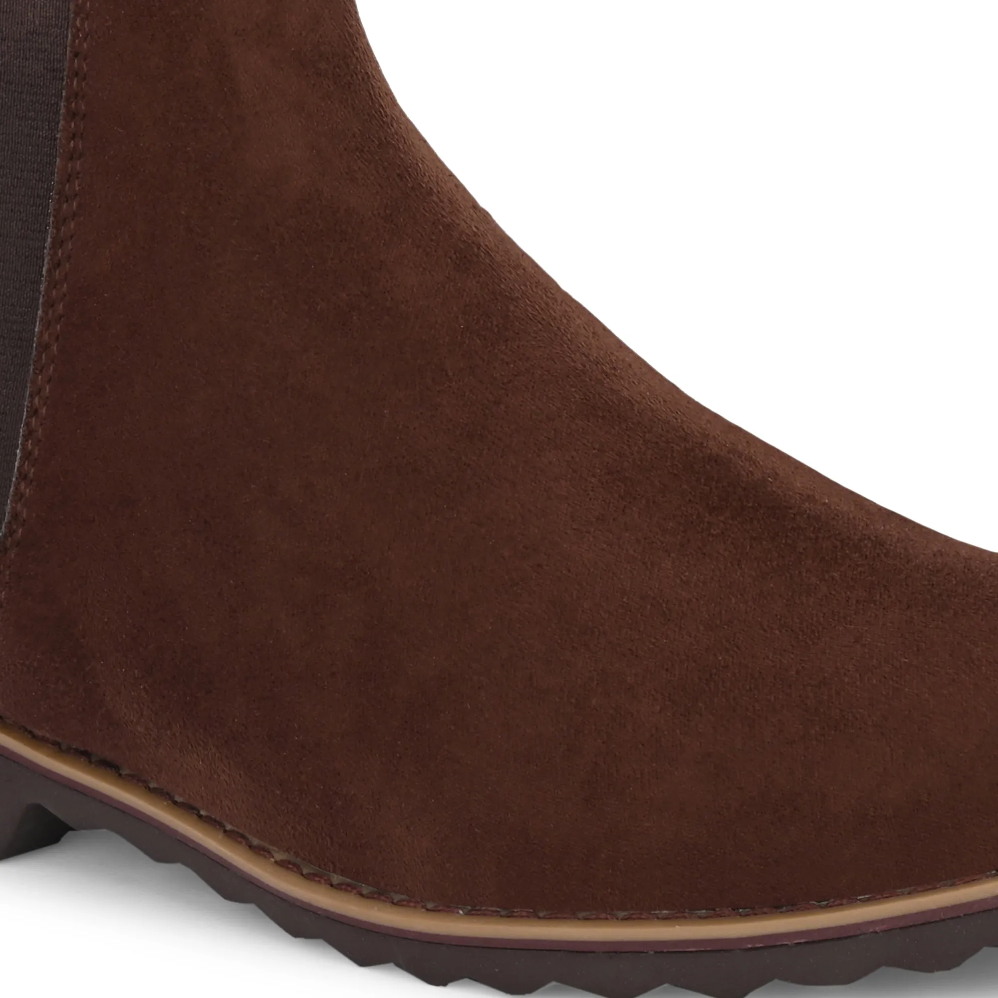 Attitudist Unisex Coffee Brown Mid Top Round Toe Chelsea Boots