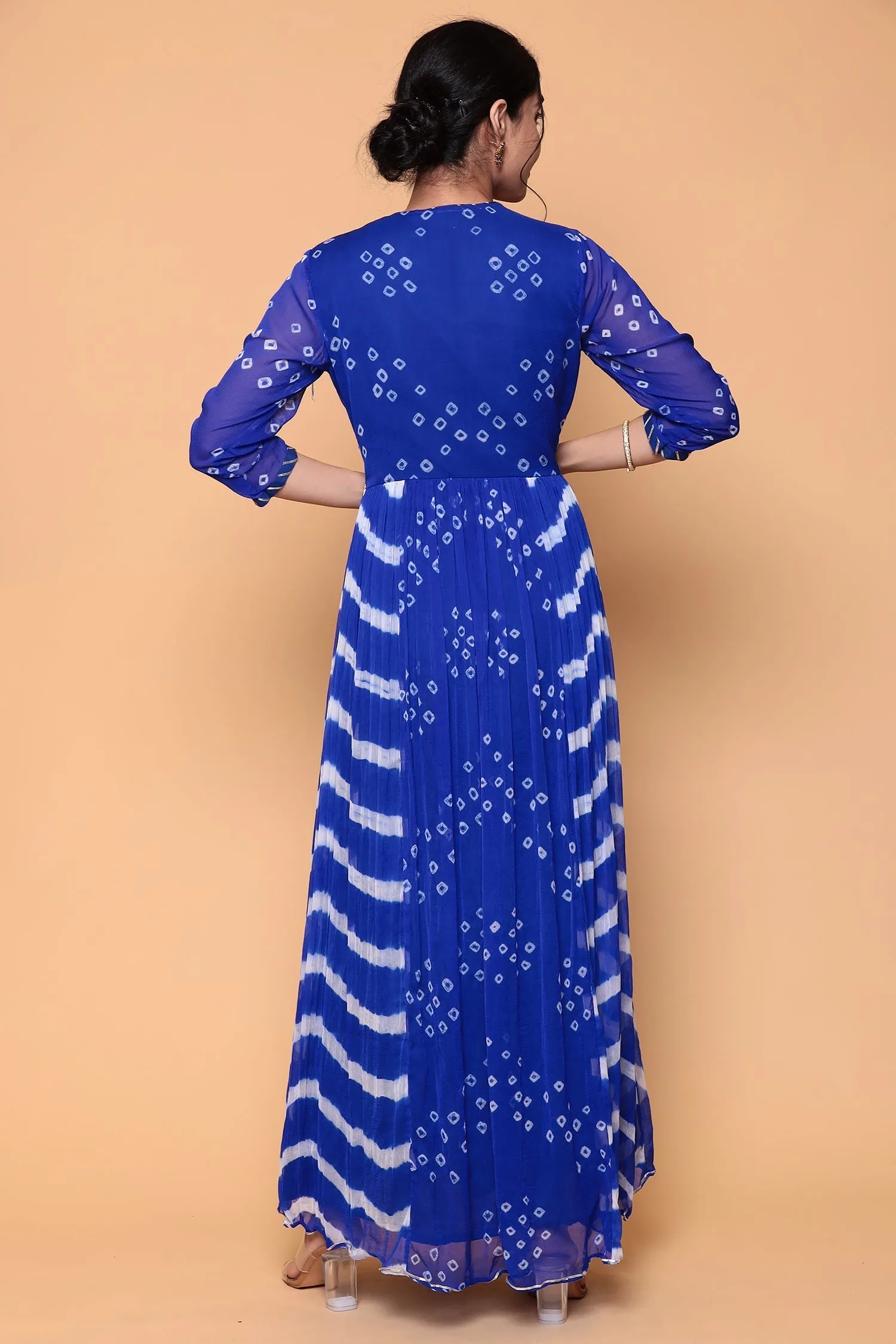 Bandhej Georgette Kurta Stitched with Gota work.