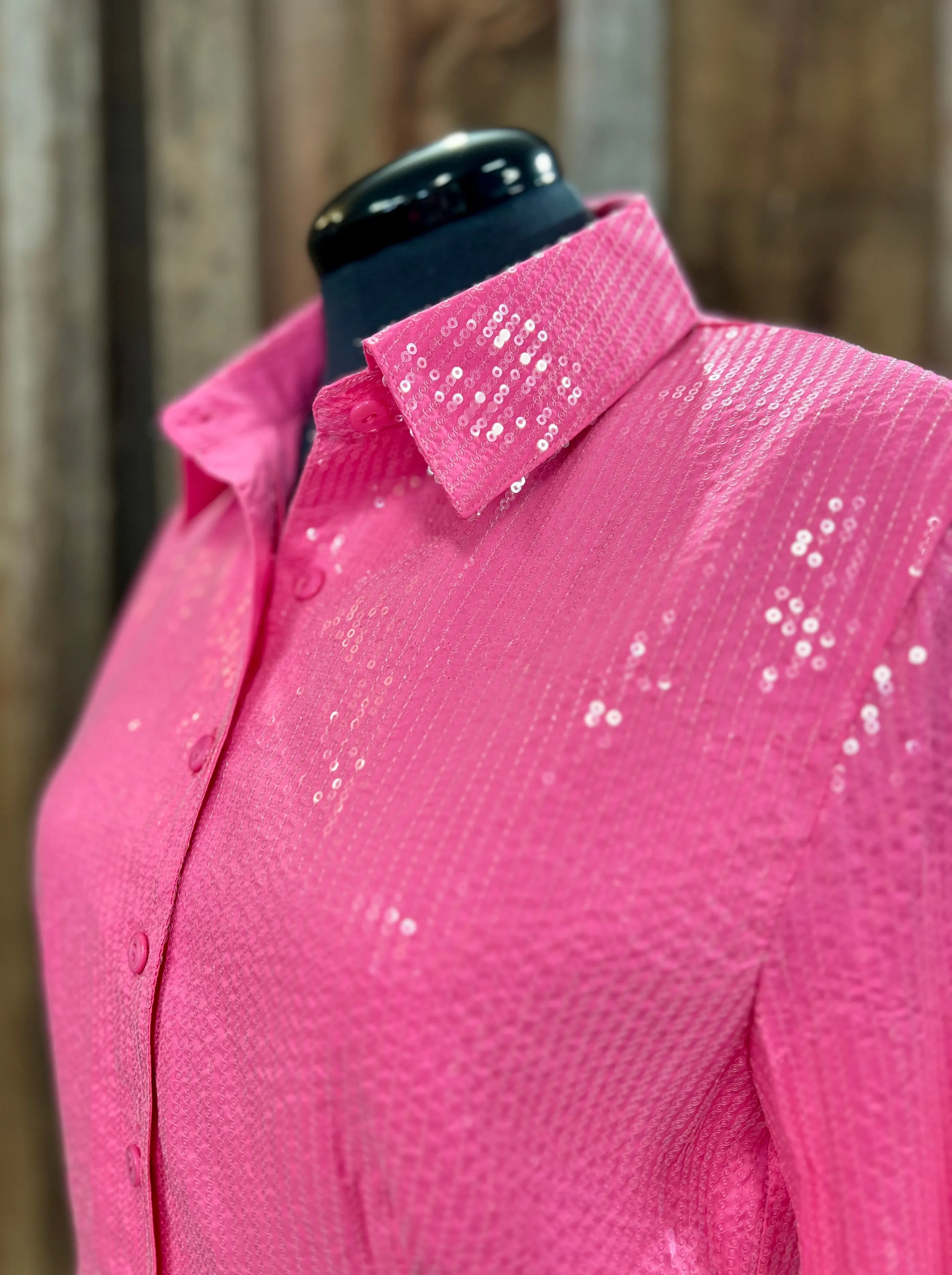 Barbie Pink Sequin Long Sleeve Top