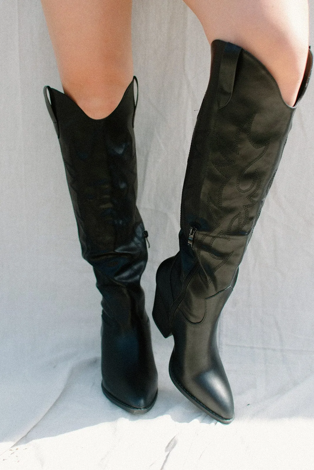 Black Knee High Cowgirl Boots