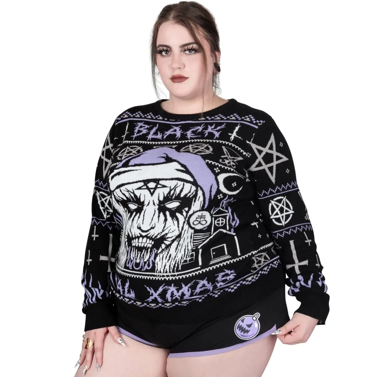 Black Metal Meme Knit Christmas Sweater