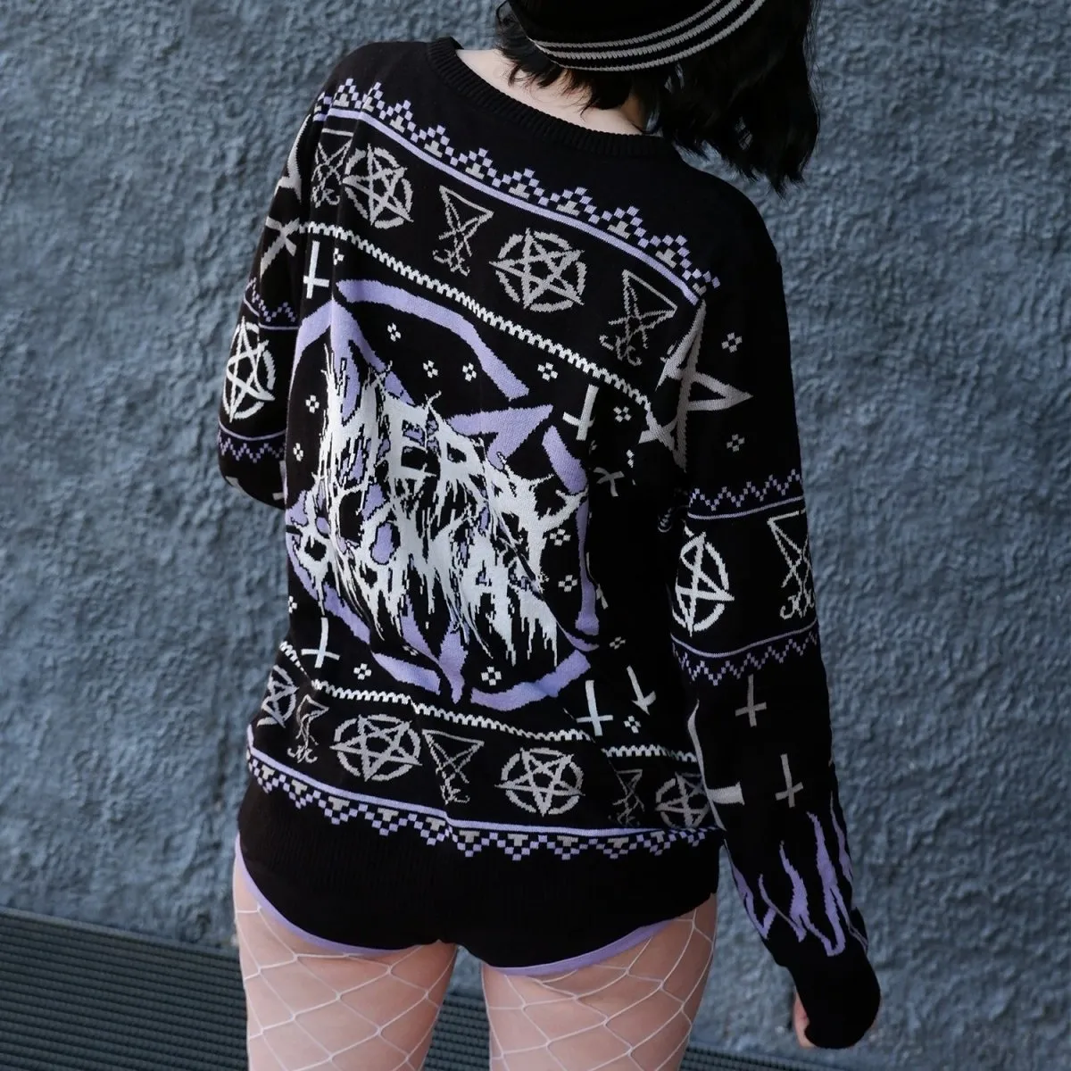 Black Metal Meme Knit Christmas Sweater