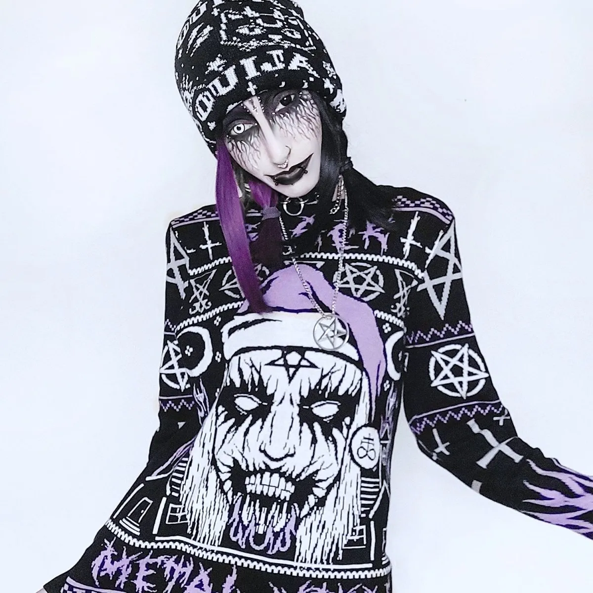 Black Metal Meme Knit Christmas Sweater