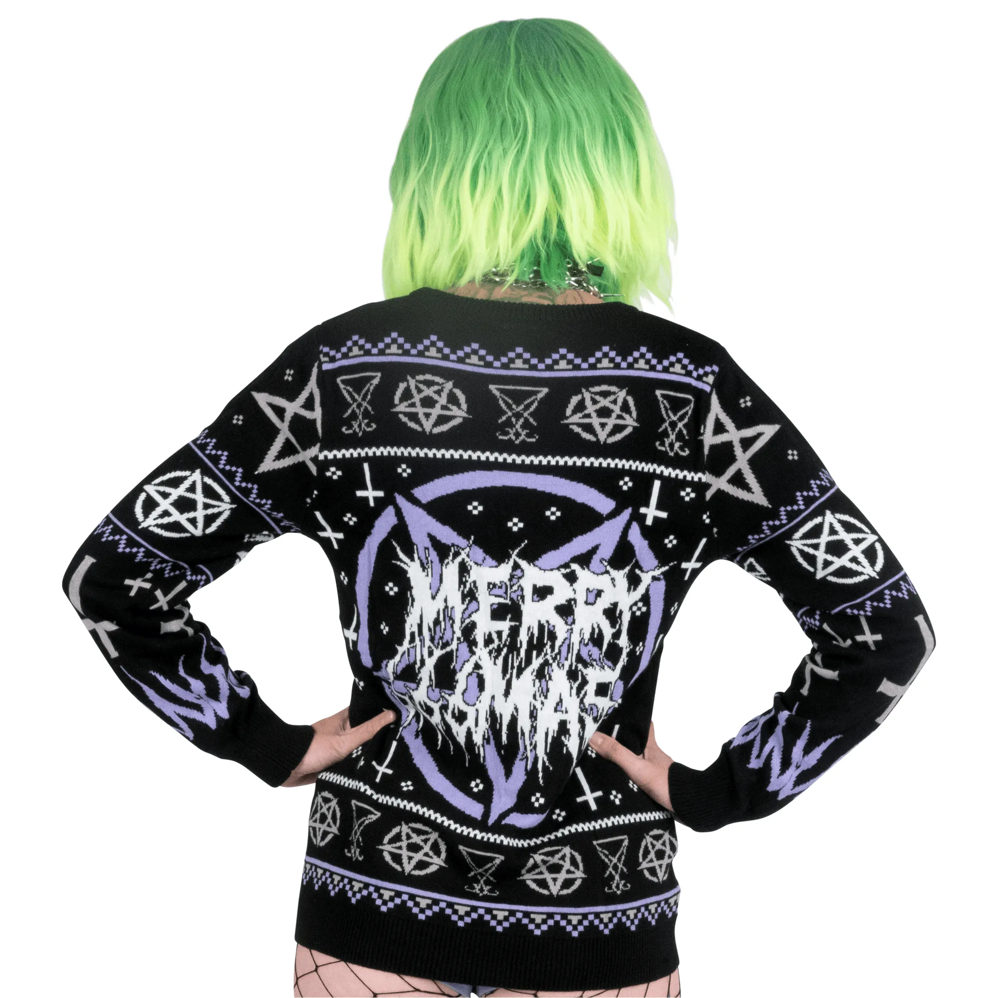 Black Metal Meme Knit Christmas Sweater