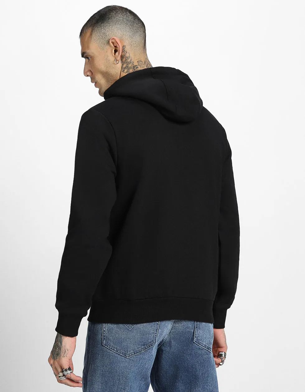 Black Solid Regular Hoodie