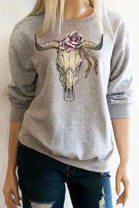 Boho Bull Skull Sweatshirt