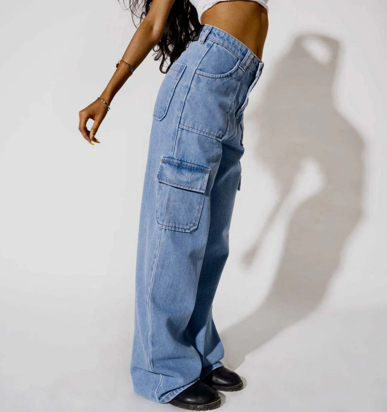 Boyfriend Cargo Wide Leg Denims