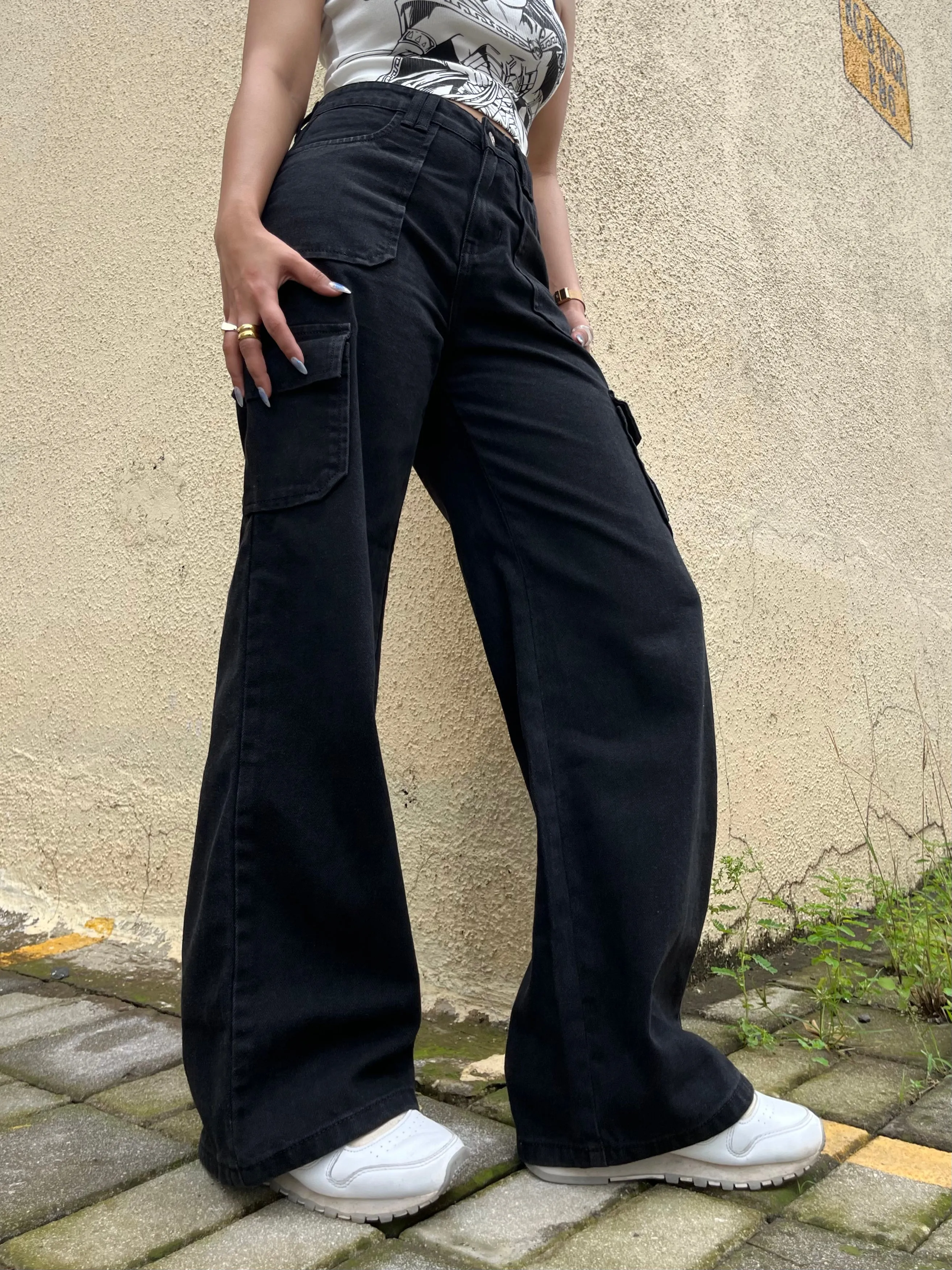 Boyfriend Cargo Wide Leg Denims