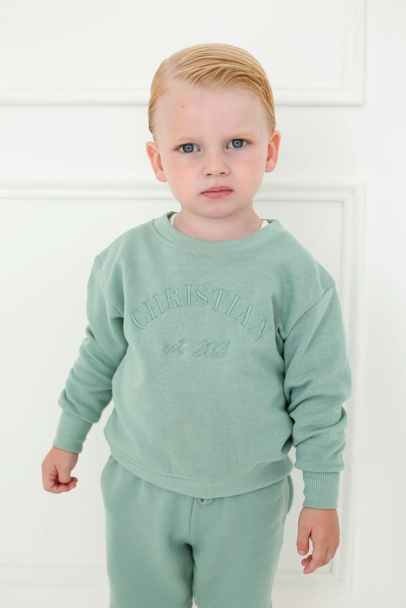 Boys Green Est Sweater and Short Set