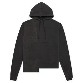 Cable Knit Reconstructed Hoodie - Washed Black