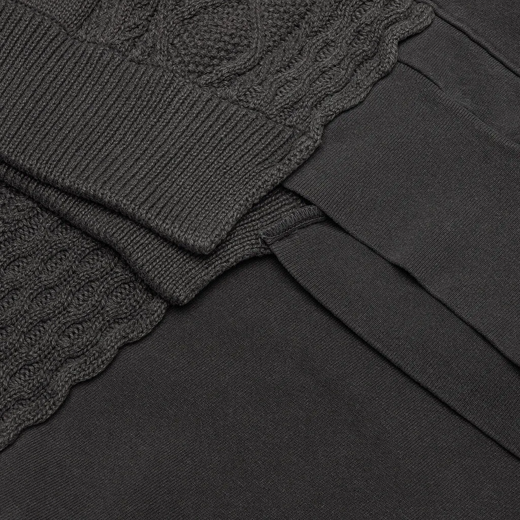 Cable Knit Reconstructed Hoodie - Washed Black