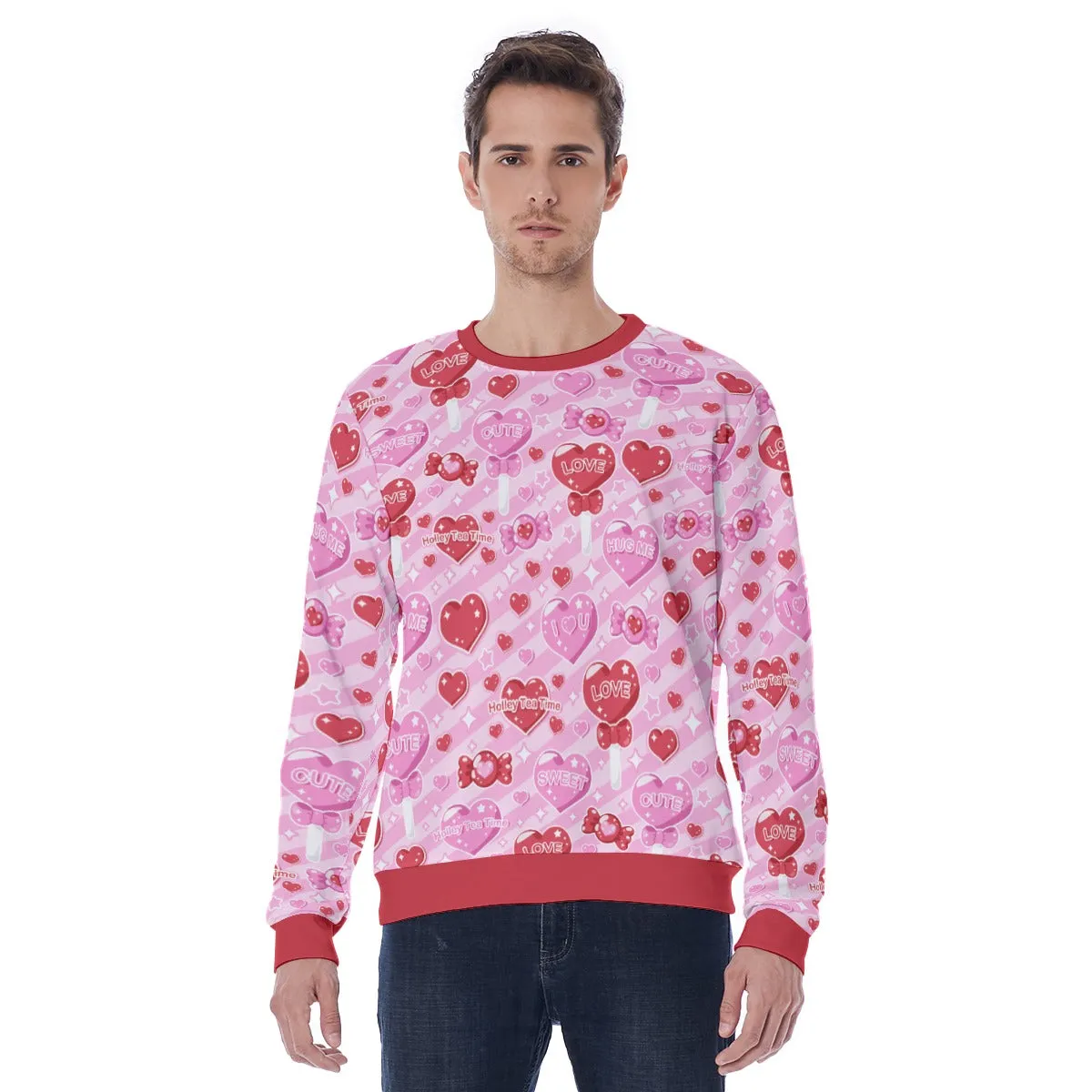 Candy Love Hearts (Red Cutie) Men's Sweatshirt