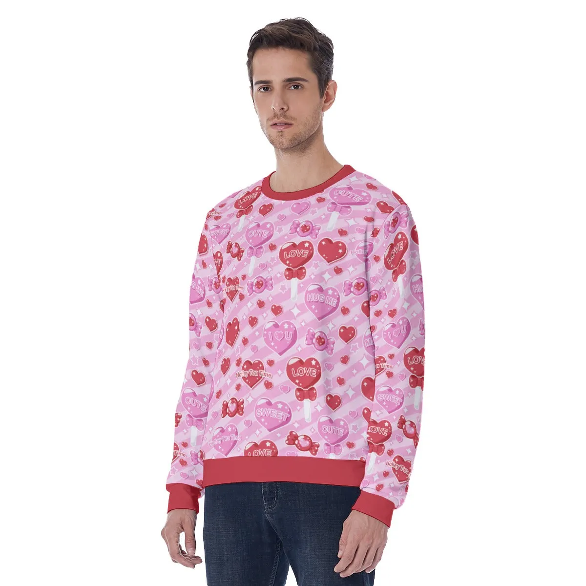 Candy Love Hearts (Red Cutie) Men's Sweatshirt