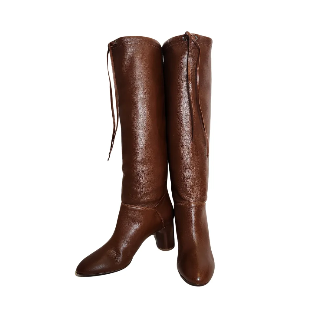 Casadei Brown Leather Knee-high Boots | Brand New |