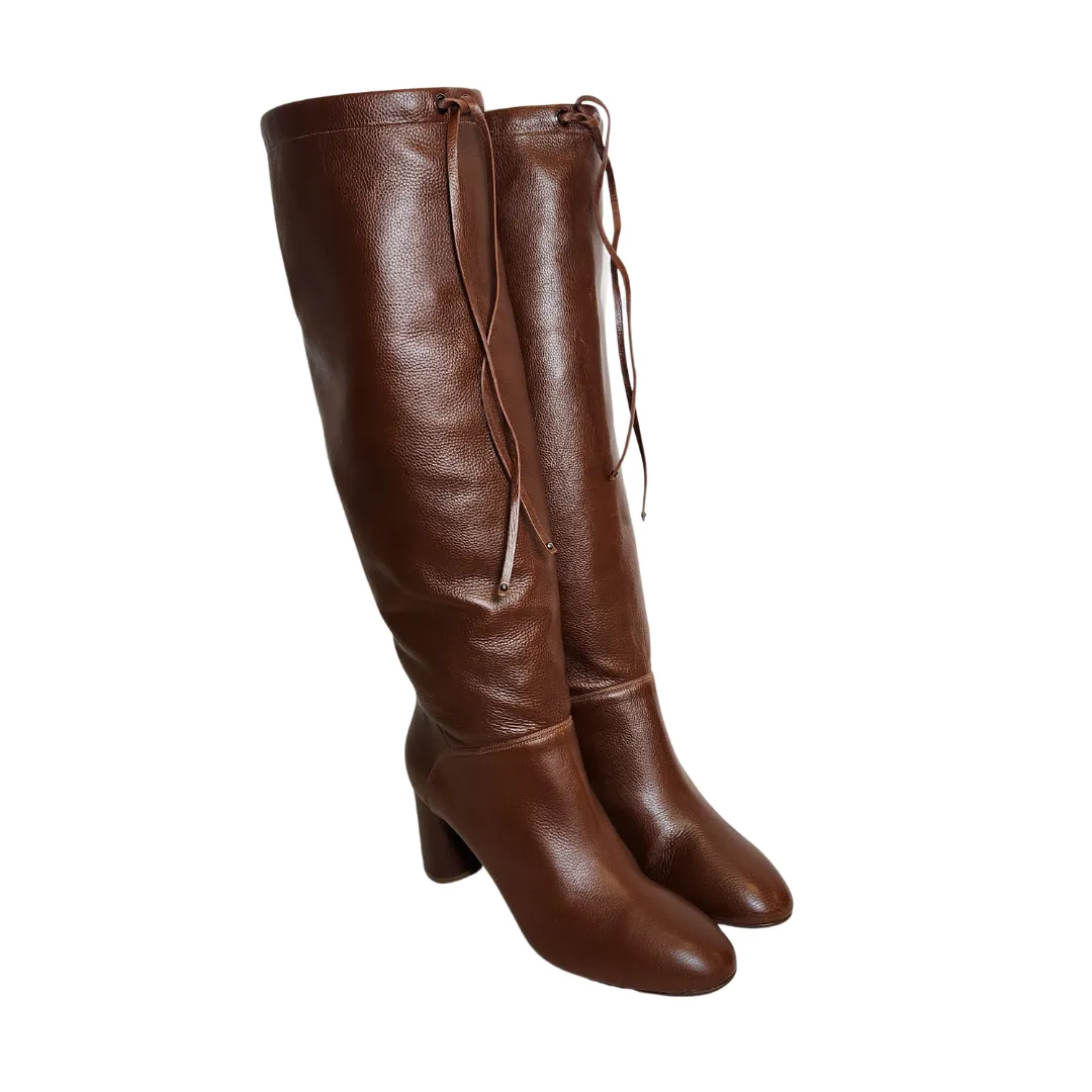 Casadei Brown Leather Knee-high Boots | Brand New |