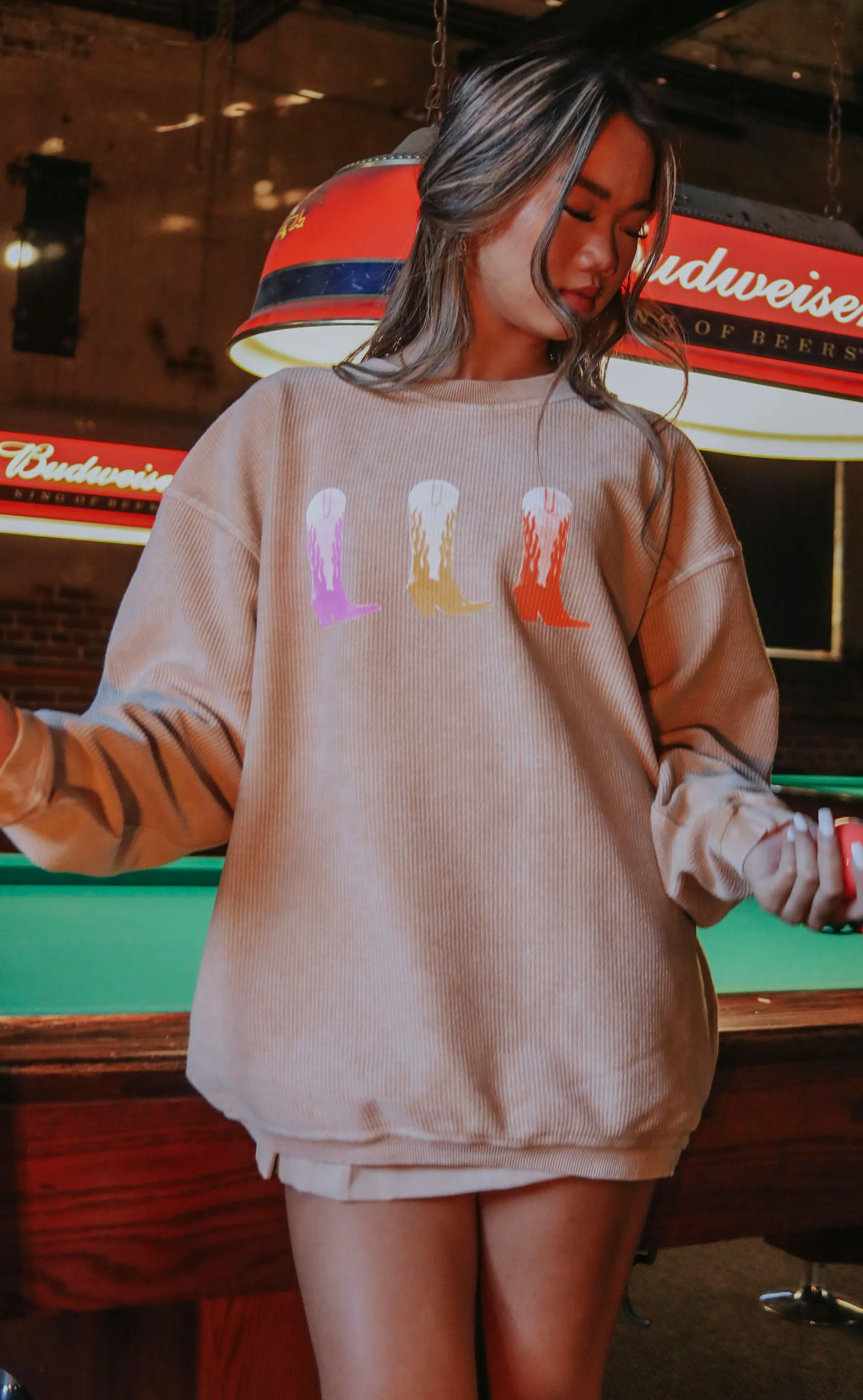 charlie southern: multi boots corded sweatshirt