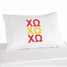 Chi Omega Sorority Letters in Sorority Colors Pillowcase