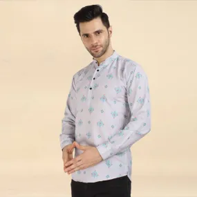 Classic Cotton Printed Short Kurtas for Men