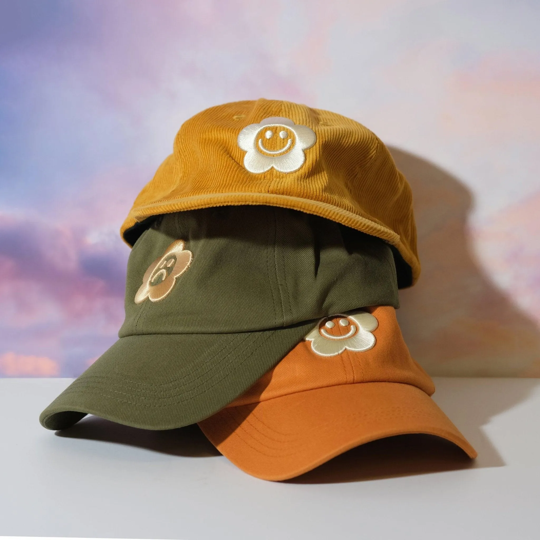 Desert Orange Smiley Daisy Dad Hat