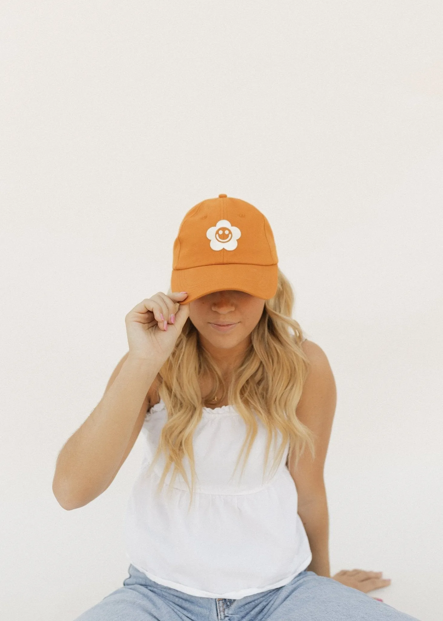 Desert Orange Smiley Daisy Dad Hat