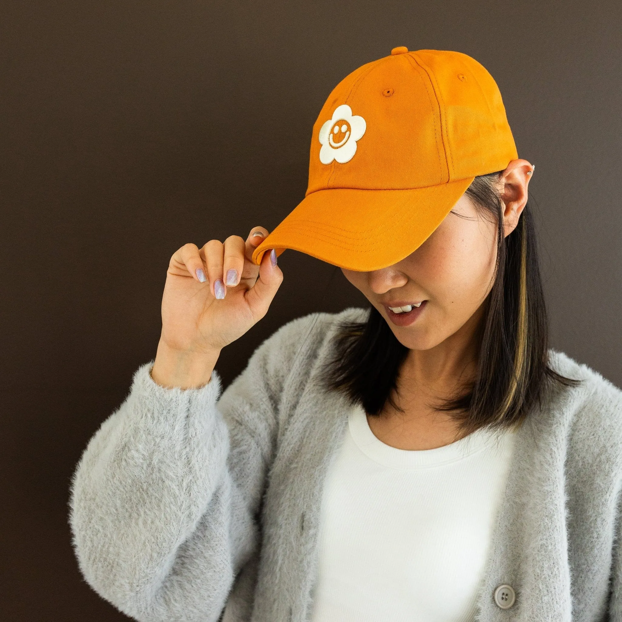 Desert Orange Smiley Daisy Dad Hat