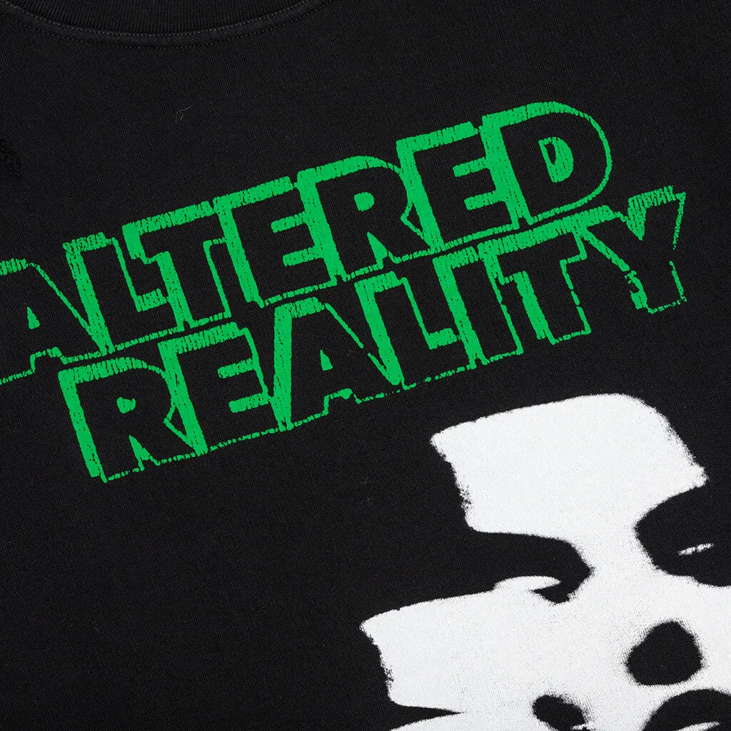 Destroyed Crewneck Sweater with Altered Reality Print - Black