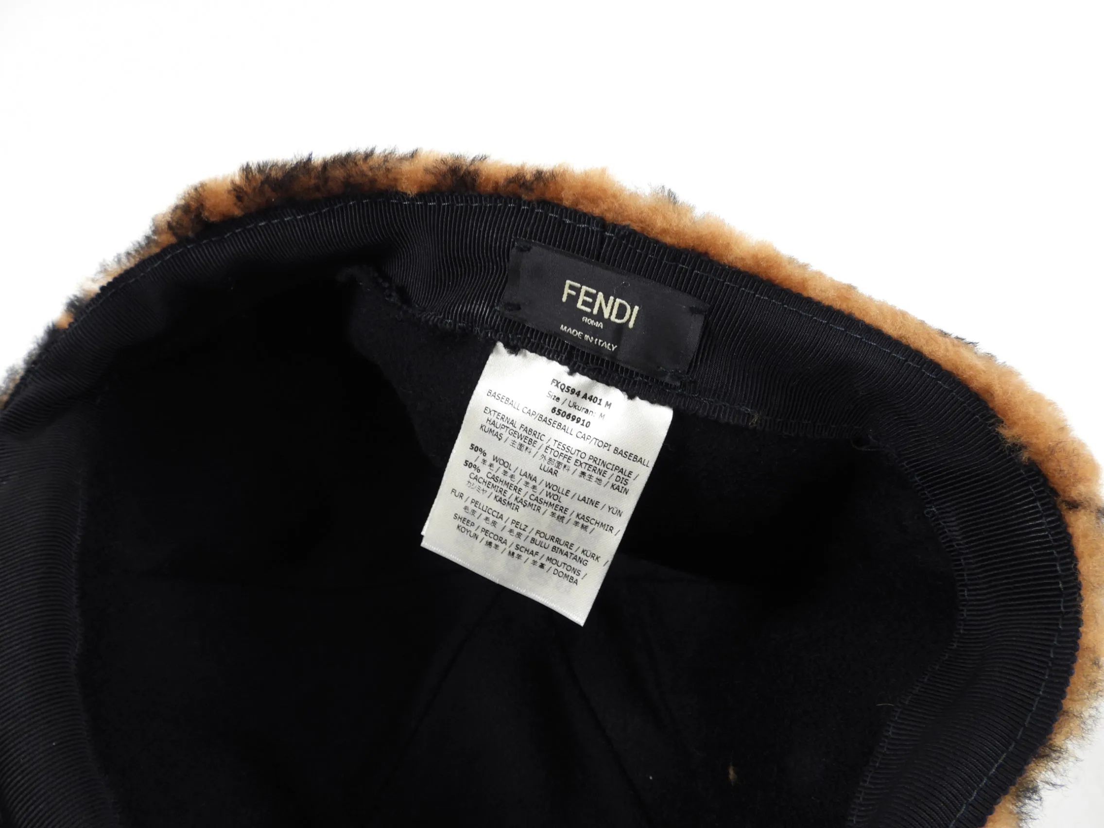 Fendi Shearling Zucca Logo Hat