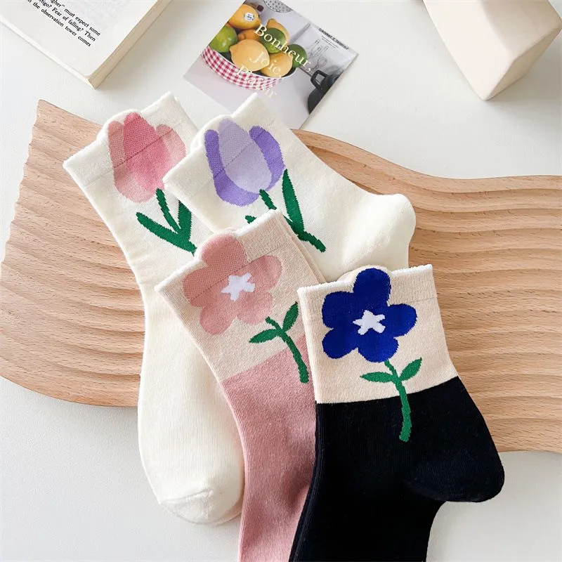 Flowers Candy Color Socks MK18879