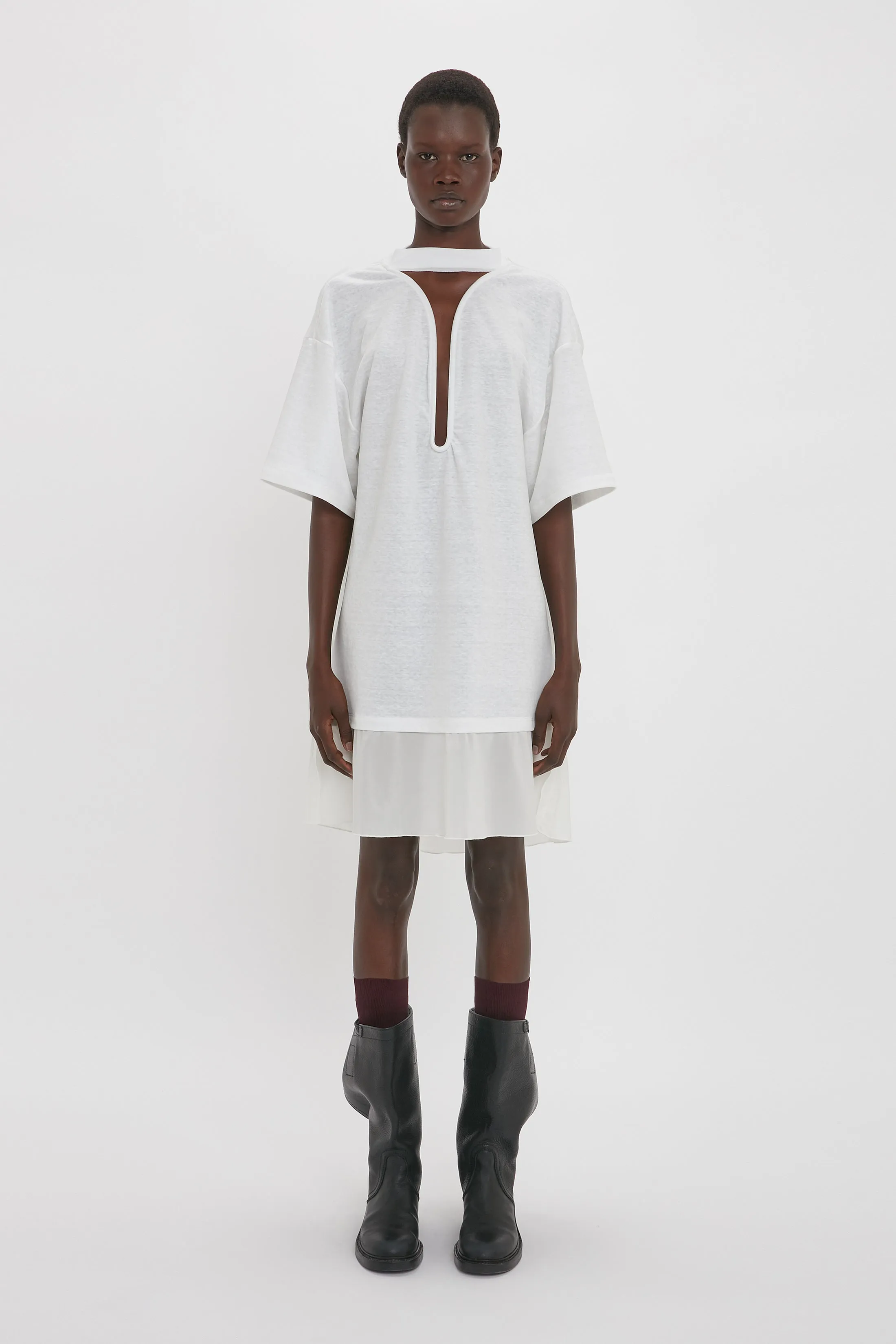 Frame Cut-Out T-Shirt Dress In White