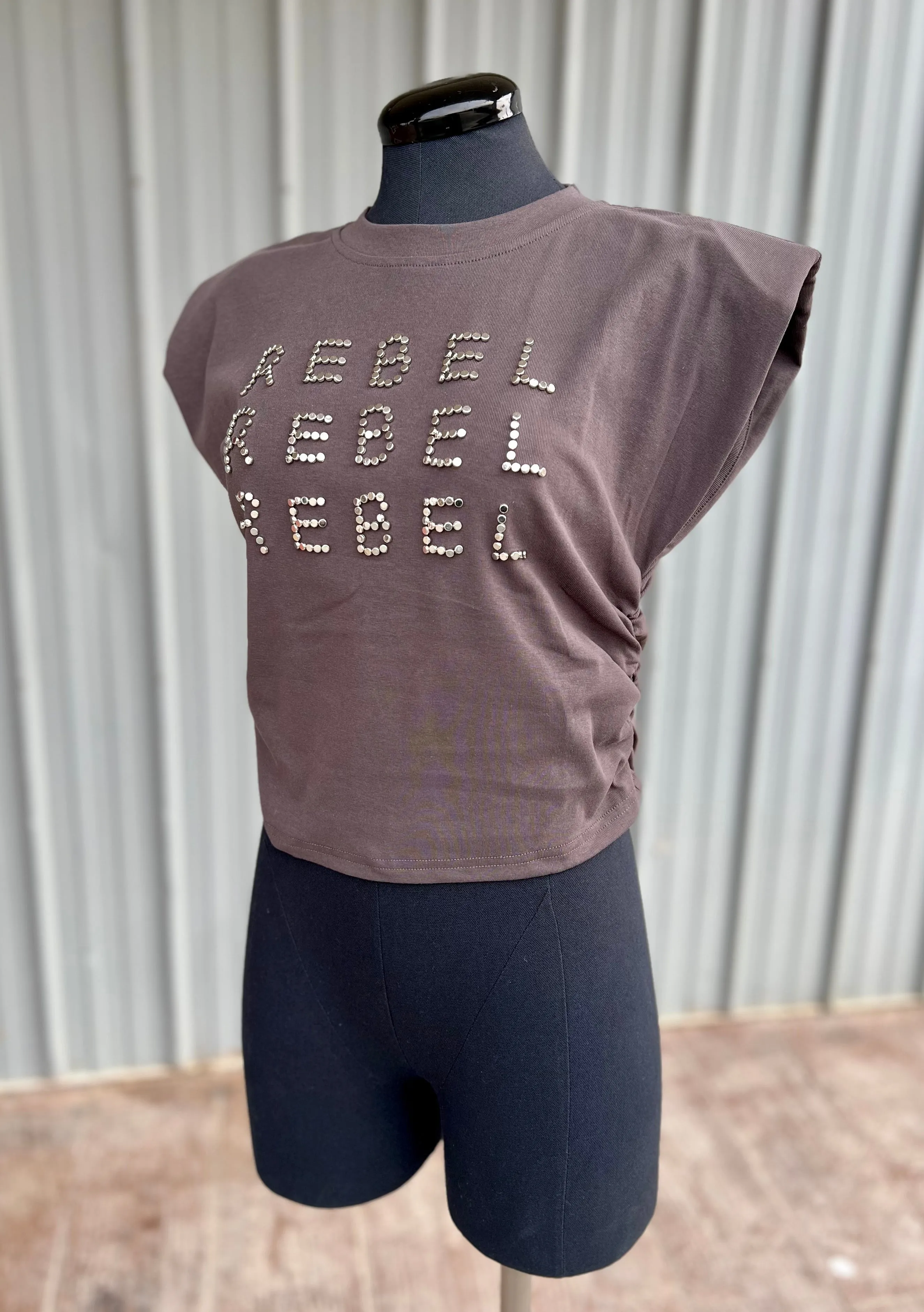 Gray Rebel Studded Tee