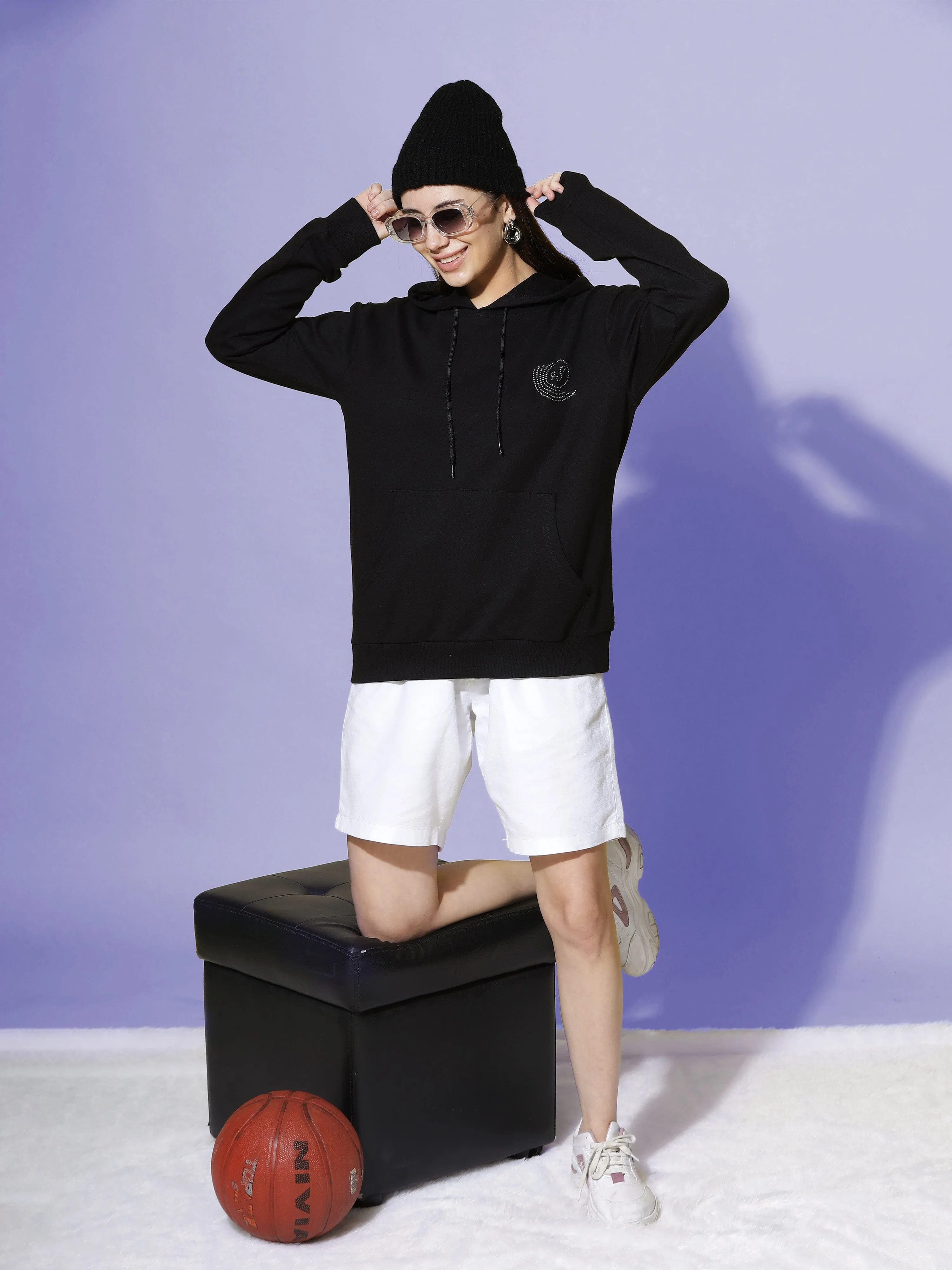 Hosiery Cotton Hoodie Black