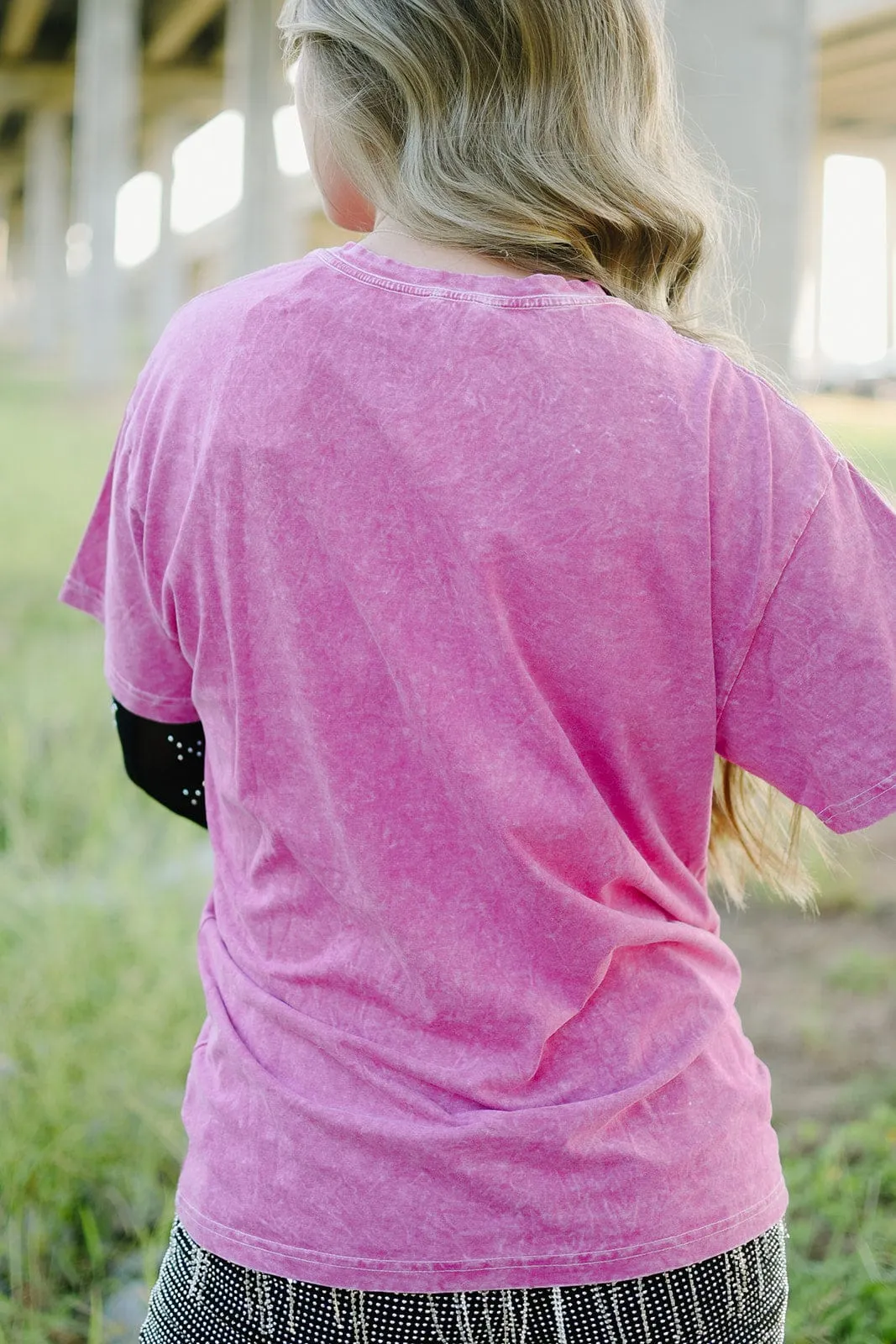 Hot Pink Glitter Western Tee