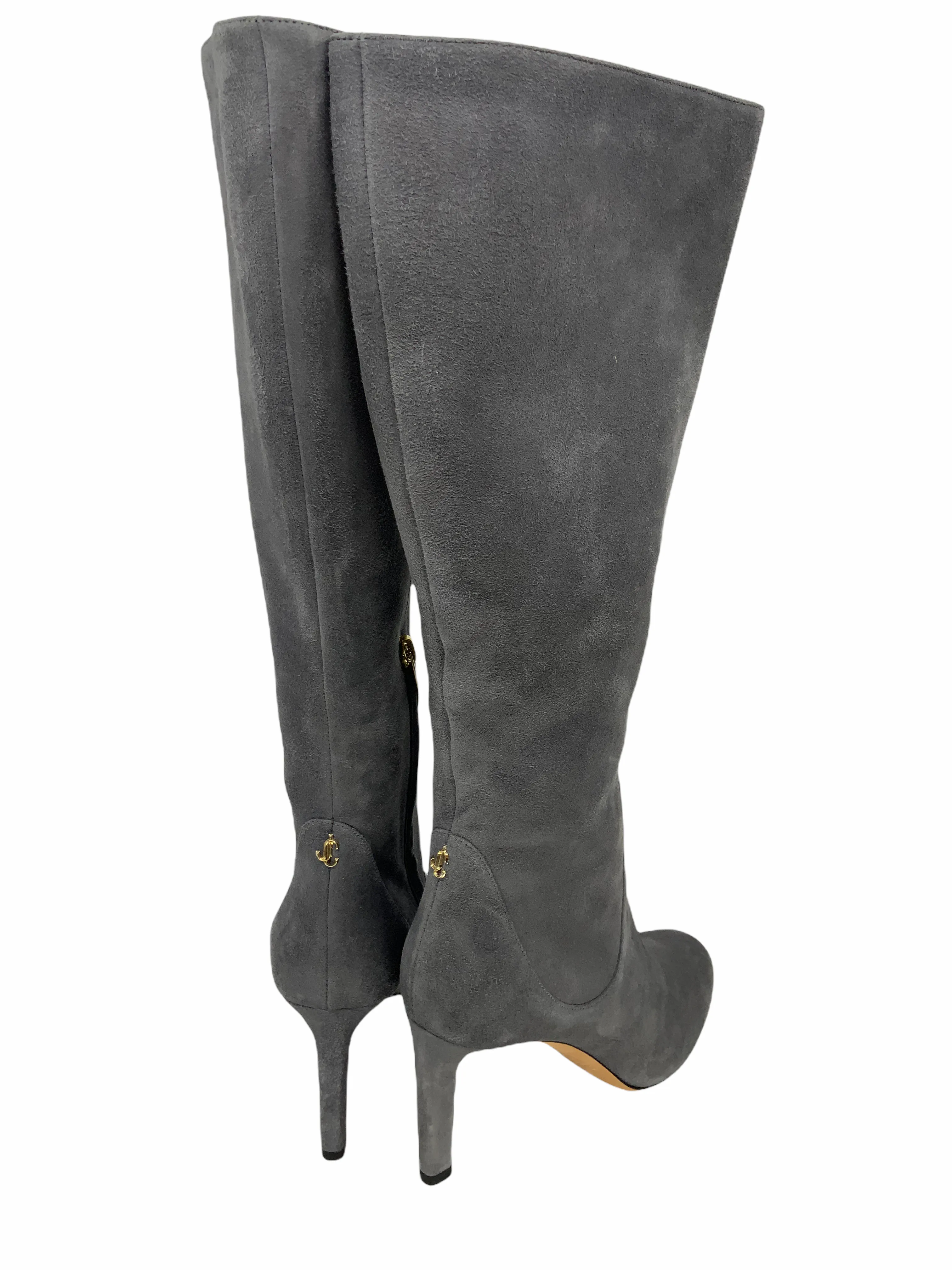 Jimmy Choo Tempe 85 Suede Mid Calf Boots Size 7.5