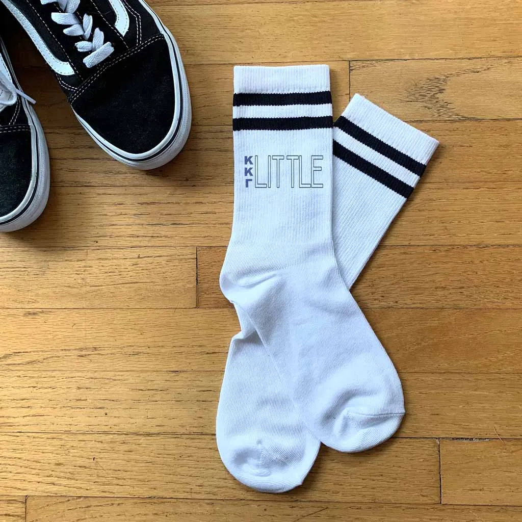 Kappa Kappa Gamma Sorority Socks for your Big and Little with Greek Letters on Striped Cotton Crew Socks