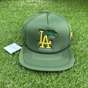 LA Palm Mesh Trucker Hat (Olive/Gold)