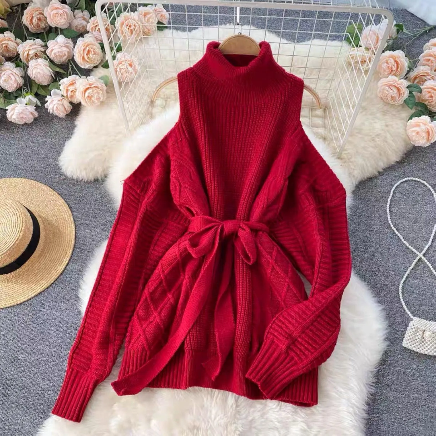 Labea Cold Shoulder Sweater