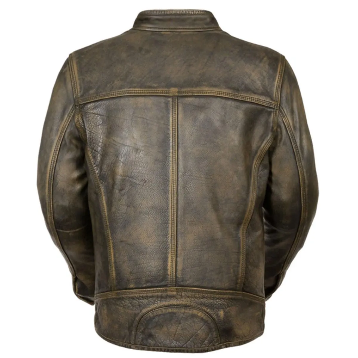 Mens Distressed Waxed Vintage Retro Motorcycle Cafe Racer Leather Jacket