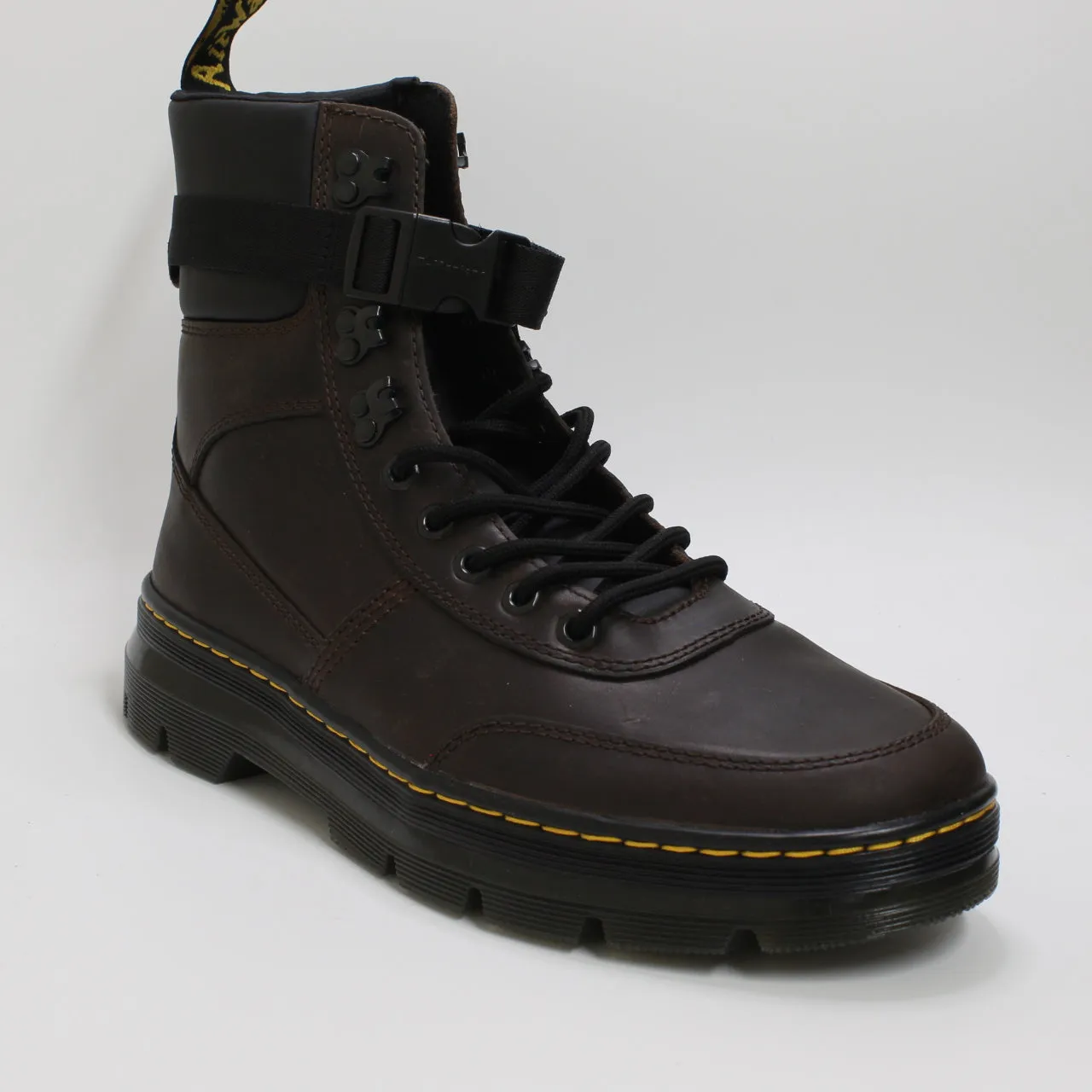 Optimized Title: Mens Dark Brown Crazy Horse Dr. Martens Combs Tech Boots - Durable & Stylish Footwear