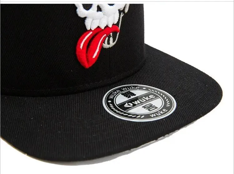 Mens Hip Hop Fashion Skull Embroidery Baseball Cap