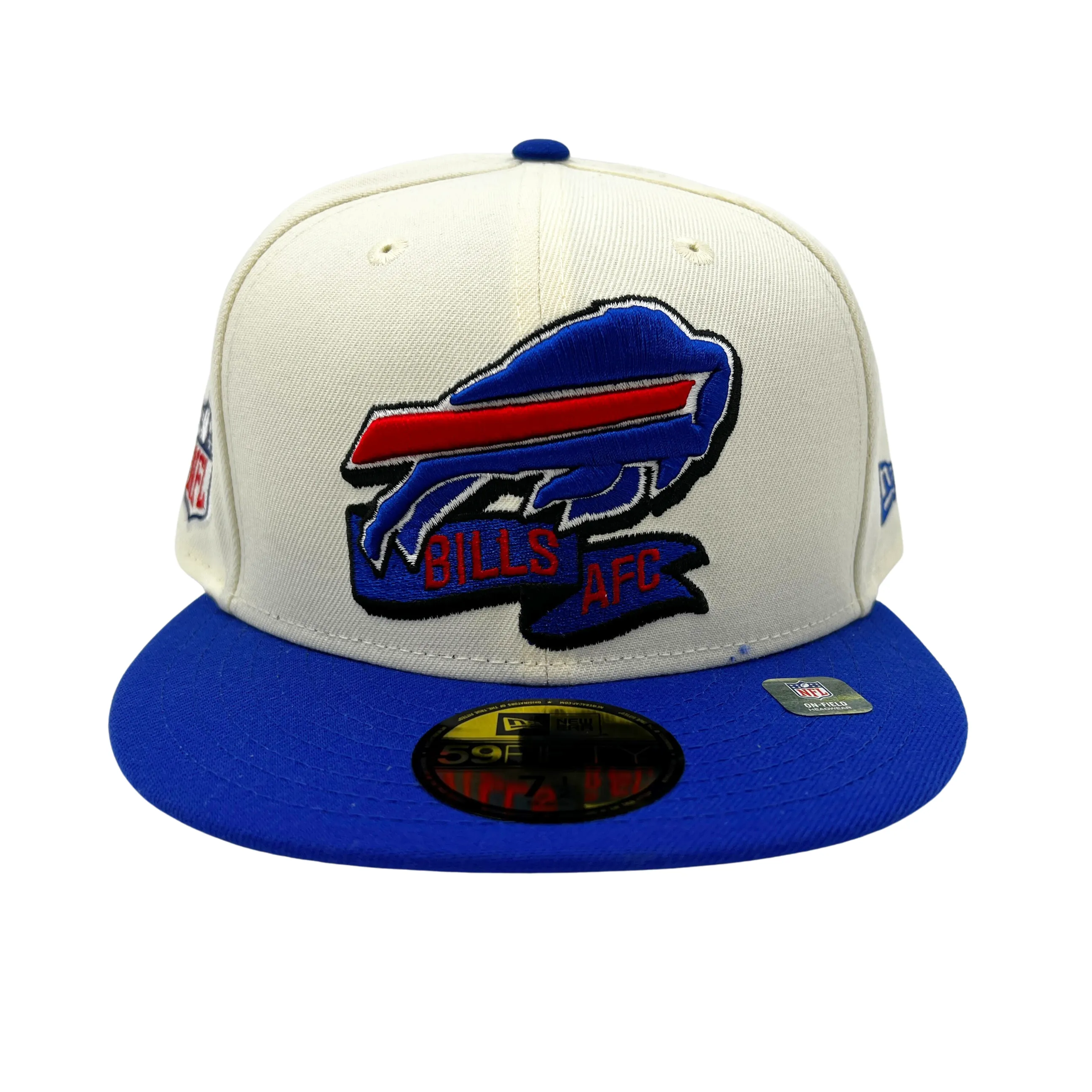 NEW ERA BUFFALO BILLS AFC 2022 SIDELINE CREAM WITH BUFFALO FITTED HAT