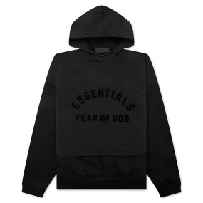 Nylon Fleece Hooded Sweater - Jet Black