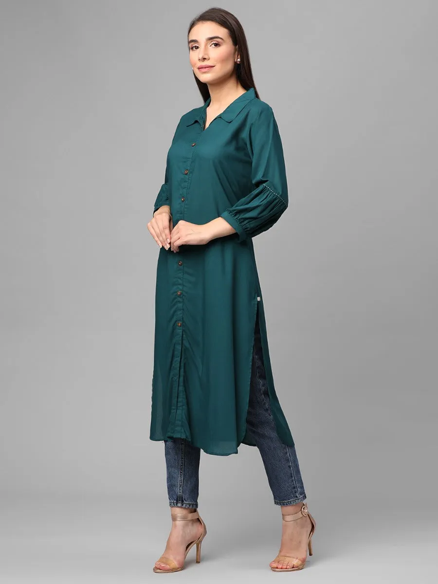 Peacock Green Solid Kurta