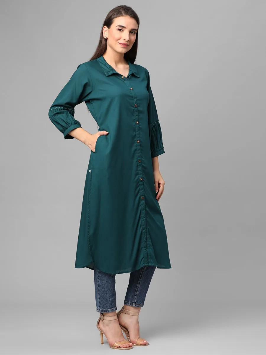 Peacock Green Solid Kurta