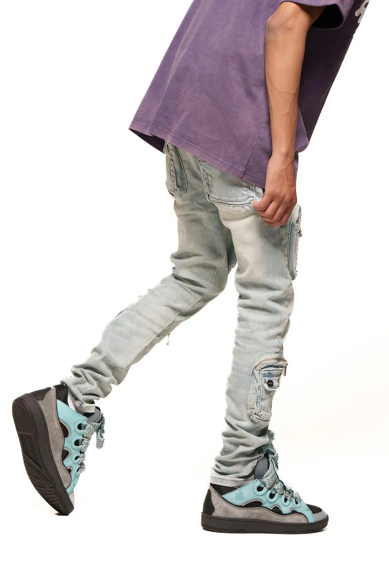 PHEELINGS TIME DON'T WAIT CARGO SKINNY DENIM (LIGHT BLUE)